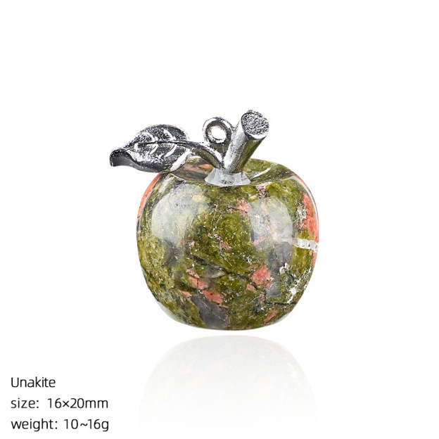 Crystal Fruit Pendant with Leaf, Multi-Color Stone Charm for DIY Necklace or Craft Projects