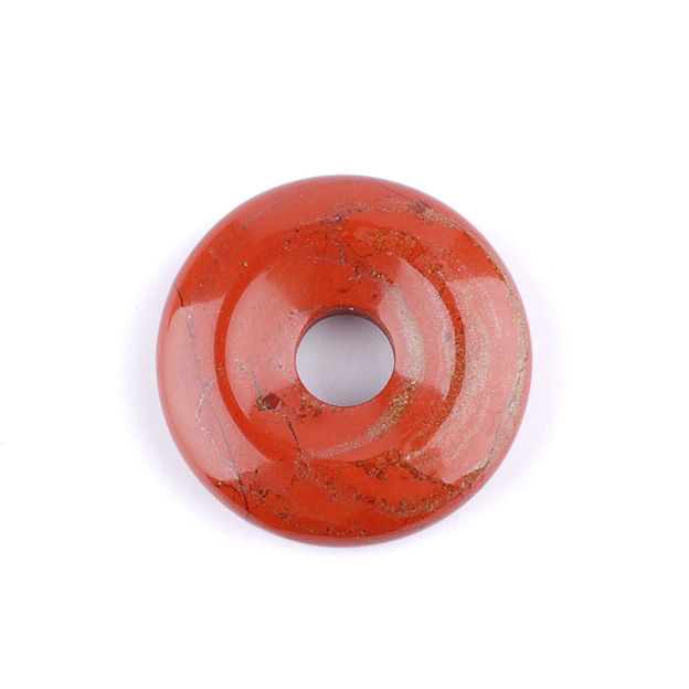 Natural Gemstone Donut Pendant Large Hole Round Peace Buckle Crystal Necklace DIY Charm26022107