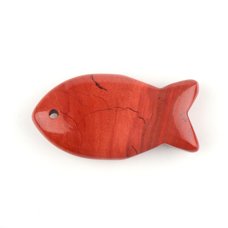 Natural Stone Fish Shape Pendant, DIY Fish-shaped Necklace, Creative Carved Stone Fish Pendant