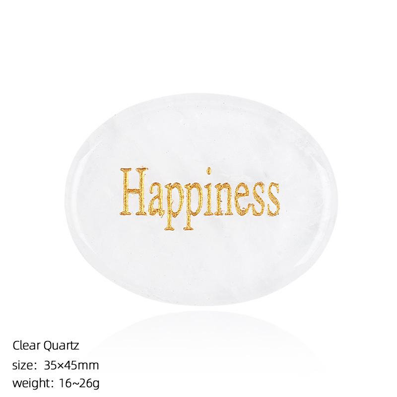 Natural Crystal Engraved Palm Stone, Oval Affirmation Worry Stone Massage Stone for Relaxation, Motivation, Gift, Desk Decor and Wholesale