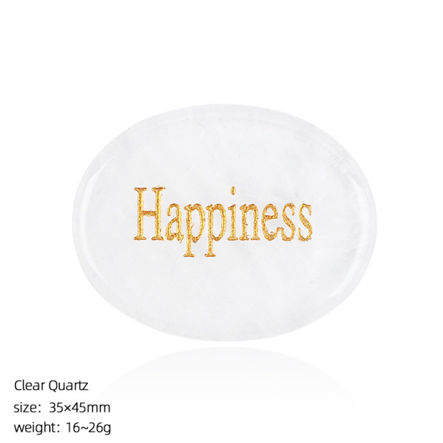Natural Crystal Engraved Palm Stone, Oval Affirmation Worry Stone Massage Stone for Relaxation, Motivation, Gift, Desk Decor and Wholesale