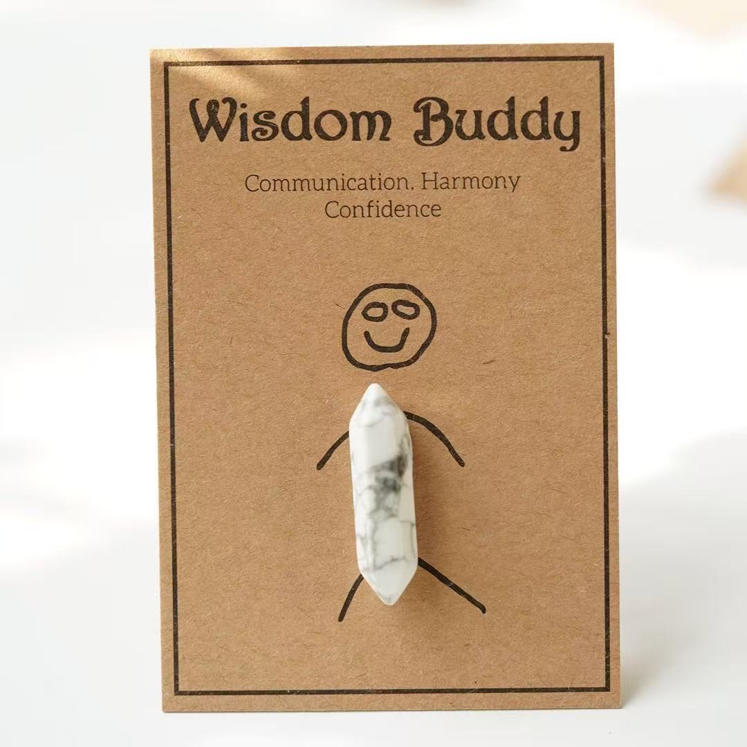 Natural Crystal Double Terminated Point with Message Card, Hand-Polished Healing Stone Gift for Mindfulness, Display & Resale