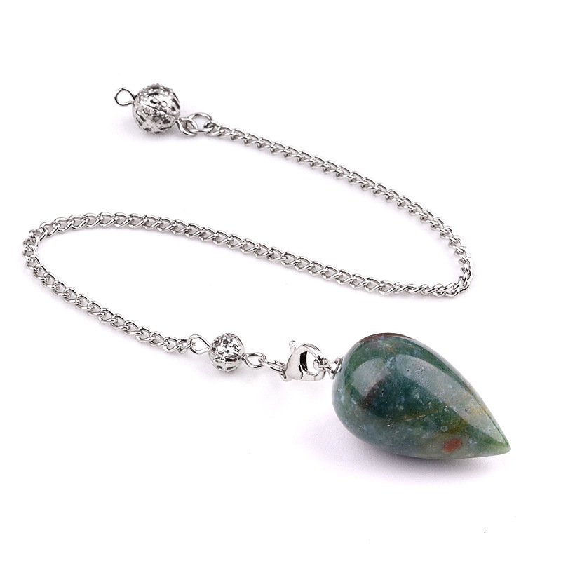 Natural Crystal Teardrop Pendulum Pendant Necklace Stone Dowsing Charm with Chain Jewelry Accessory 20260211-01