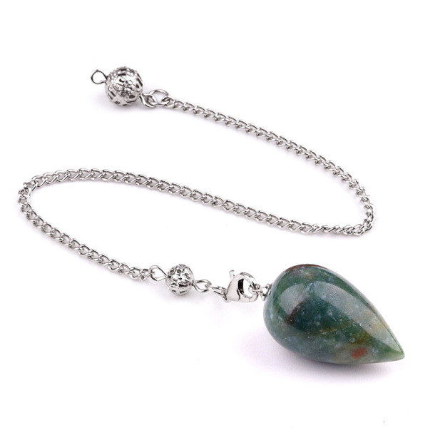 Natural Crystal Teardrop Pendulum Pendant Necklace Stone Dowsing Charm with Chain Jewelry Accessory 20260211-01