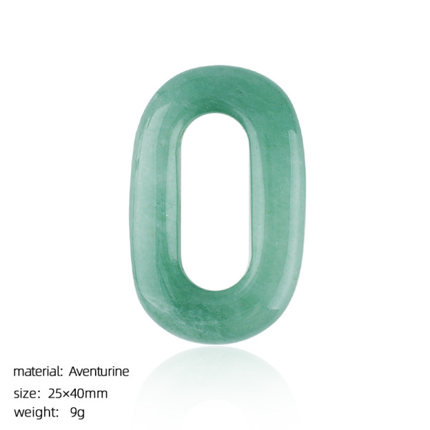 Natural Stone Oval O-Ring Pendant 25×40mm Large Hole Crystal & Jadeite Carved Loop Connector for DIY Necklace Jewelry Making
