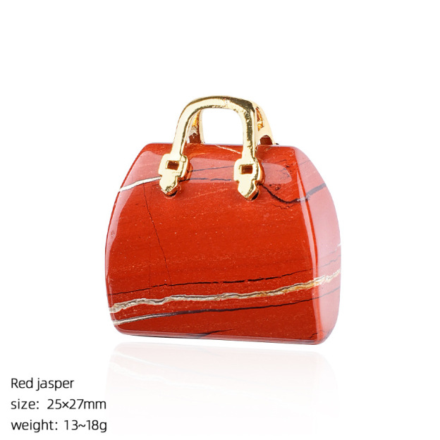 Natural Stone Mini Handbag Pendant, Agate Crystal Bag Charm for Necklace, DIY Decoration or Display Piece