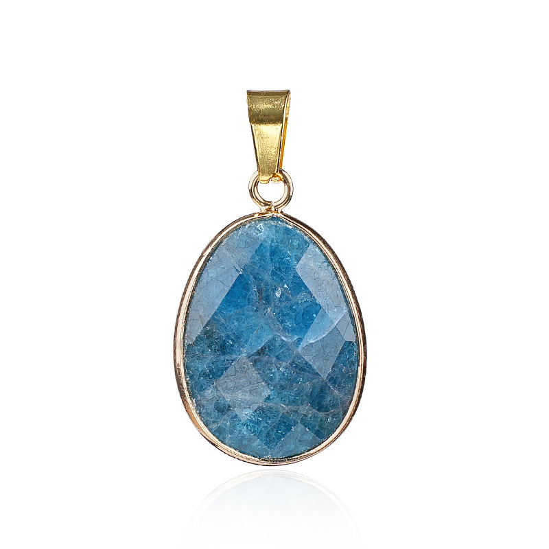 Elegant Oval-Shaped Crystal Pendant with Double Facet Copper Edge Necklace for Fashion