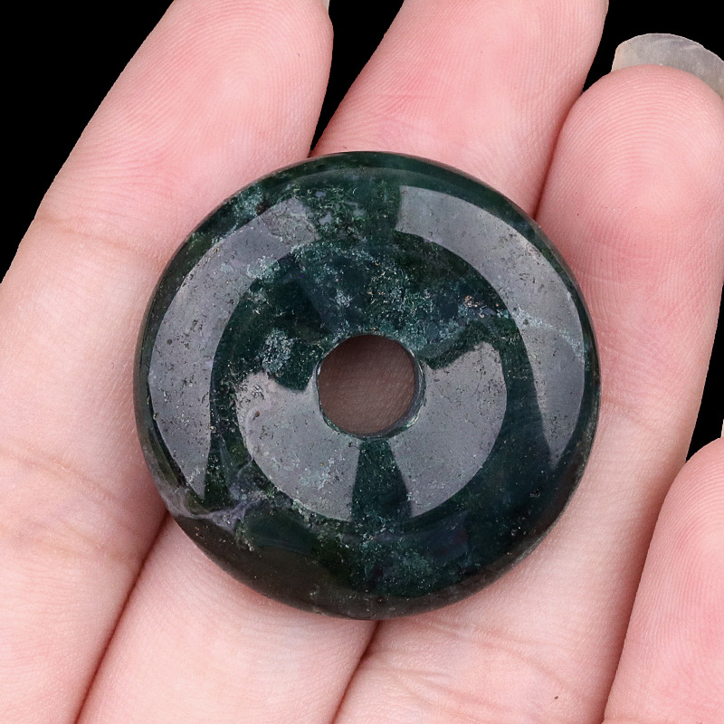 Natural Stone Donut Circle Pendant DIY Necklace Charm Round Large Hole Amulet Style Smooth Polished Minimalist Fashion Accessory