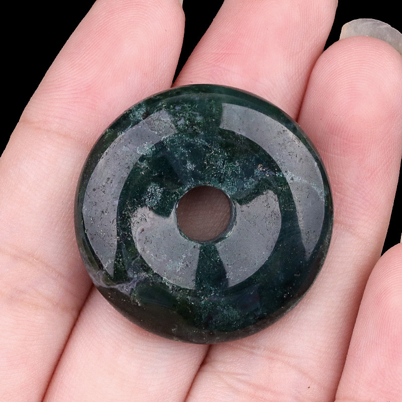 Natural Stone Donut Circle Pendant DIY Necklace Charm Round Large Hole Amulet Style Smooth Polished Minimalist Fashion Accessory