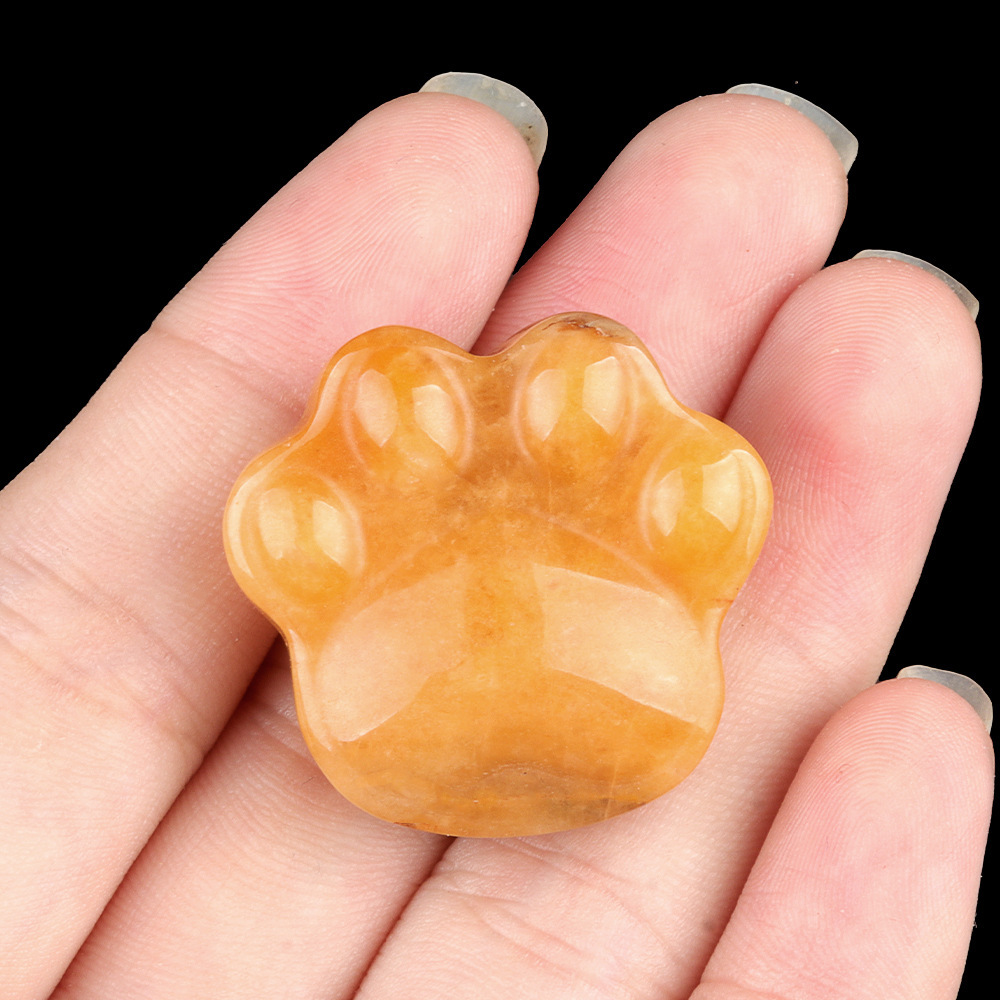 Natural Crystal Paw Figurine Carved Cat Paw Bear Paw Decor