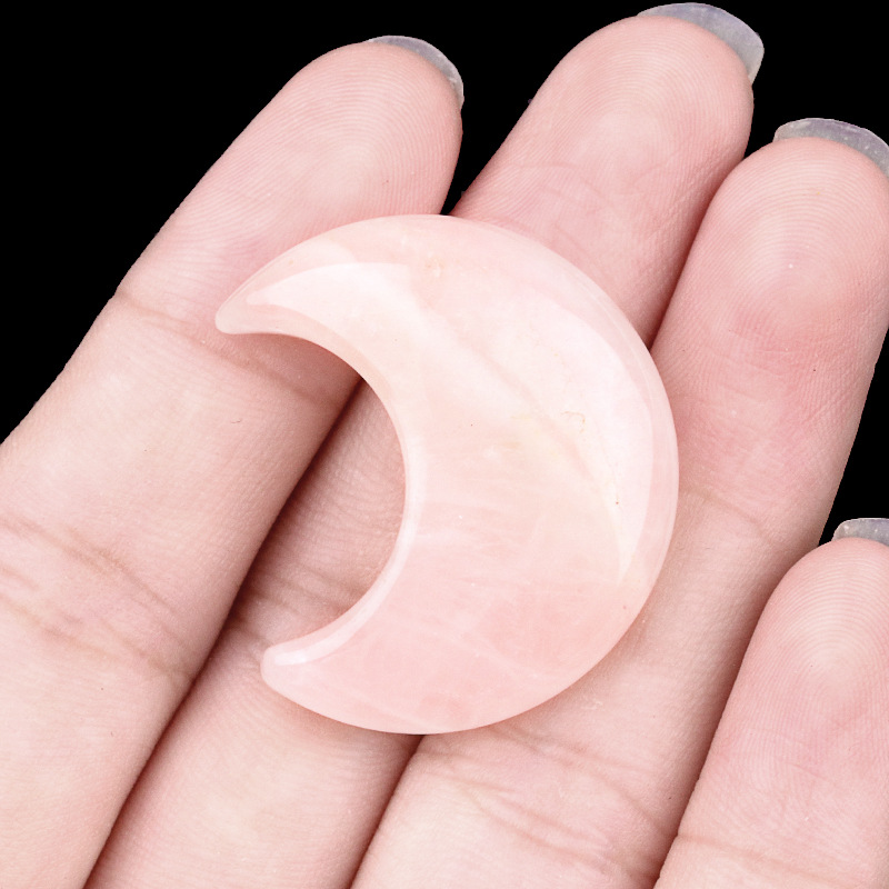 Natural Crystal Moon Charm, Crescent Stone Carving No Hole Pendant for DIY Jewelry Making, Decorative Crafts and Handmade Accessory Projects
