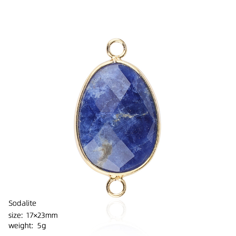 Natural Crystal Faceted Connector Charm, Gold Wrapped Double Loop Gemstone Pendant for DIY Bracelet, Necklace and Handmade Jewelry Making