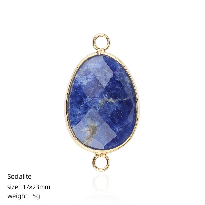 Natural Crystal Faceted Connector Charm, Gold Wrapped Double Loop Gemstone Pendant for DIY Bracelet, Necklace and Handmade Jewelry Making