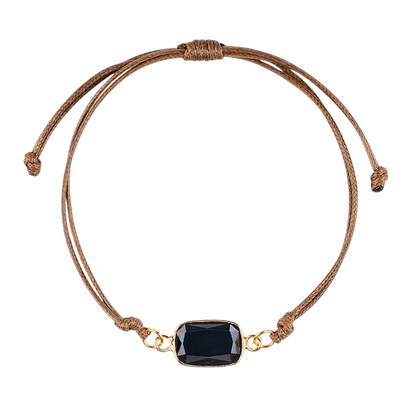 Natural Crystal Faceted Rectangle Bracelet, Adjustable Handwoven Cord for Daily Wear, DIY Jewelry, Personalized Gift