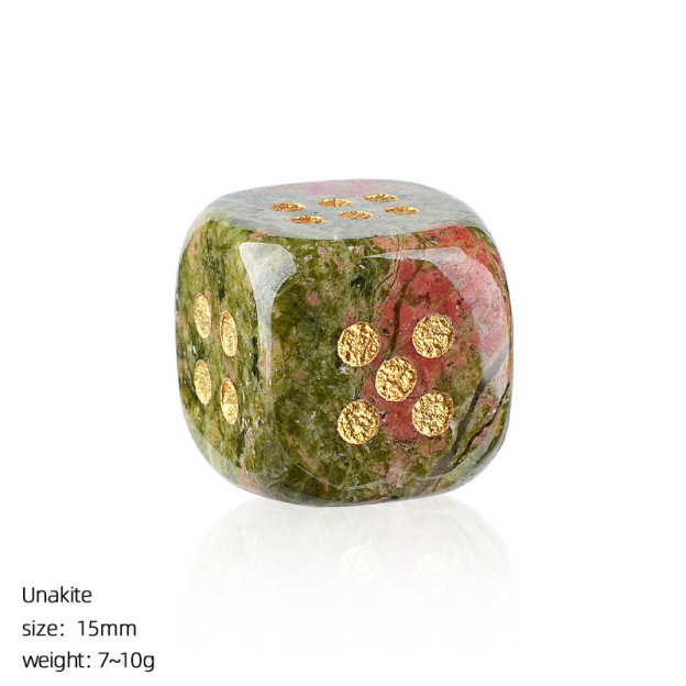 Natural Gemstone Dice Rounded Edge 15mm Crystal Dice for Board Games and Collection