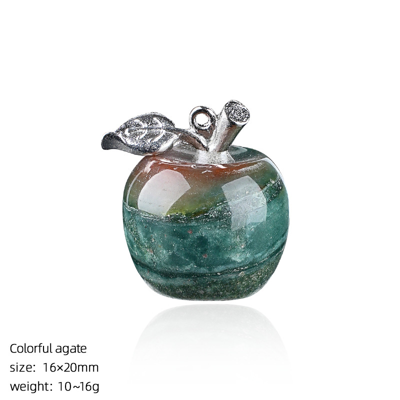 Crystal Fruit Pendant with Leaf, Multi-Color Stone Charm for DIY Necklace or Craft Projects