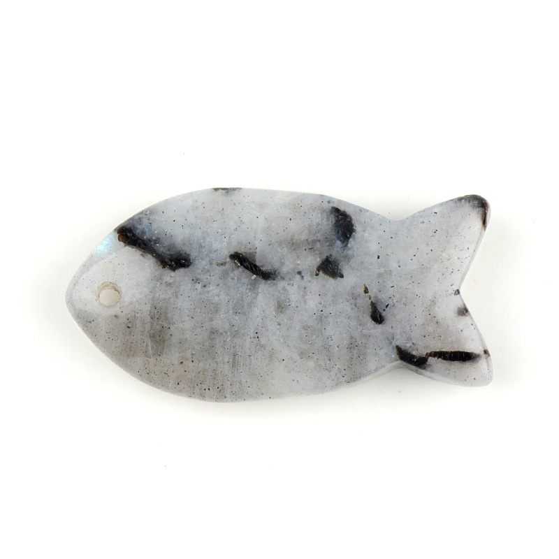 Natural Stone Fish Shape Pendant, DIY Fish-shaped Necklace, Creative Carved Stone Fish Pendant