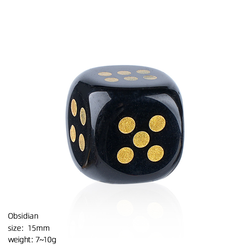 Natural Gemstone Dice Rounded Edge 15mm Crystal Dice for Board Games and Collection