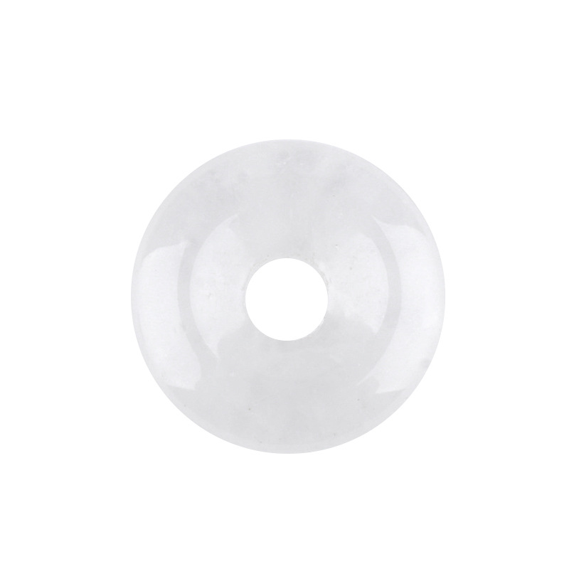 Natural Gemstone Donut Pendant Large Hole Round Peace Buckle Crystal Necklace DIY Charm26022107