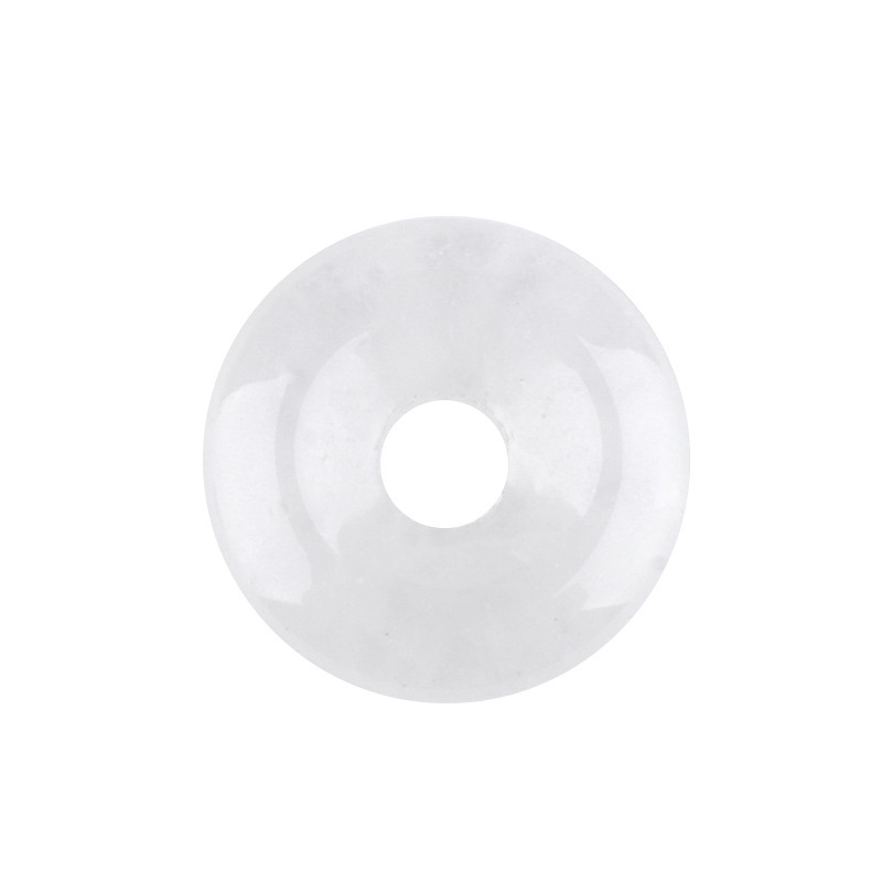 Natural Gemstone Donut Pendant Large Hole Round Peace Buckle Crystal Necklace DIY Charm26022107