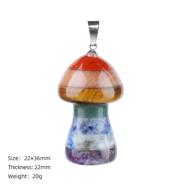 Seven Chakra Style Layered Gemstone Pendant Color Block Crystal Necklace Heart Moon Star Charm26022105