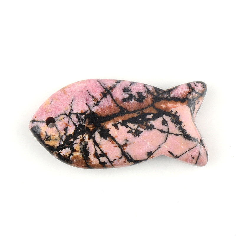 Natural Stone Fish Pendant, Carved Stone Fish Necklace for DIY Jewelry Making