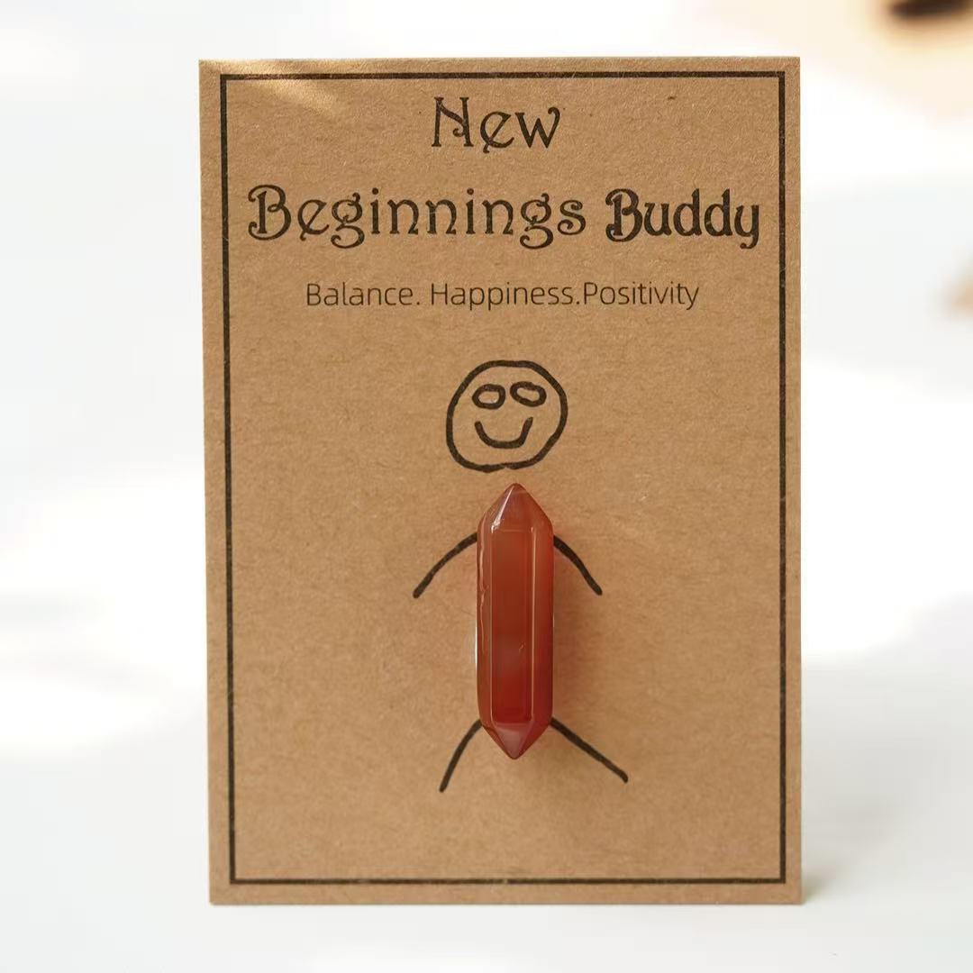 Natural Crystal Double Terminated Point with Message Card, Hand-Polished Healing Stone Gift for Mindfulness, Display & Resale