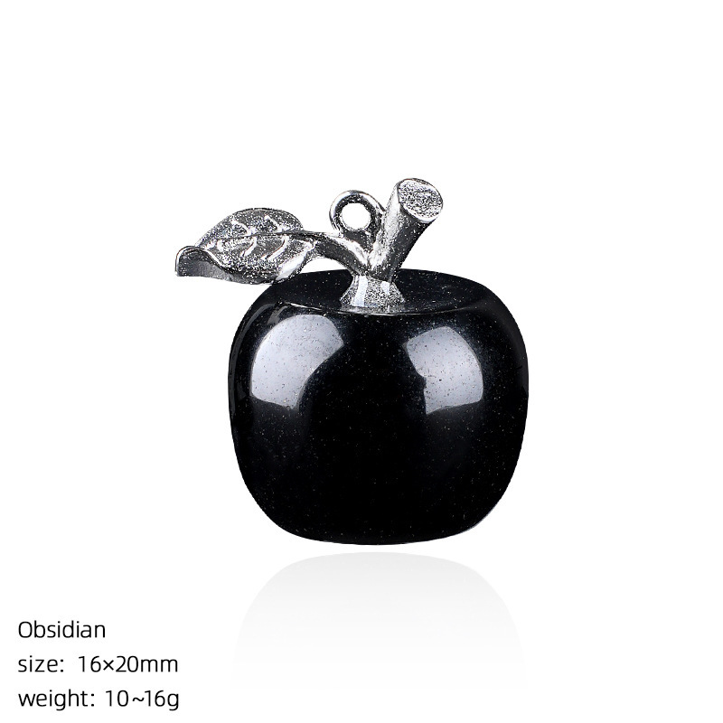 Crystal Fruit Pendant with Leaf, Multi-Color Stone Charm for DIY Necklace or Craft Projects