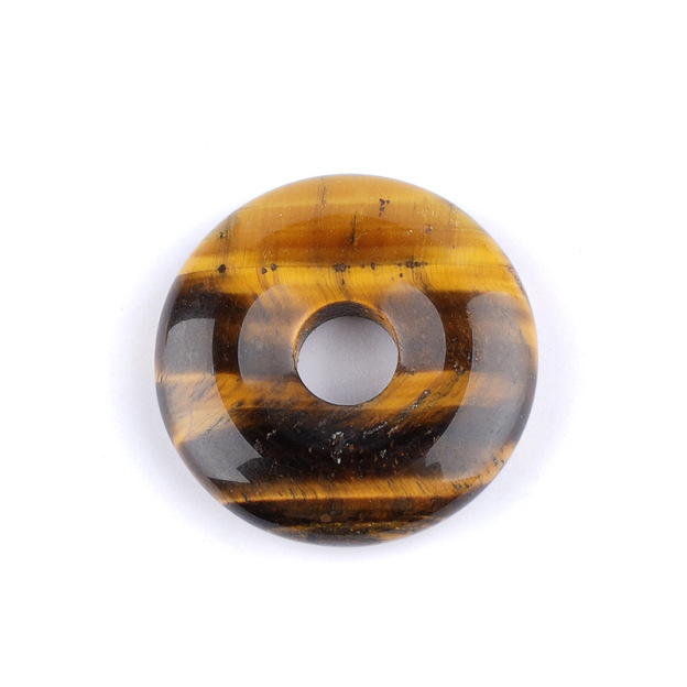 Natural Gemstone Donut Pendant Large Hole Round Peace Buckle Crystal Necklace DIY Charm26022107