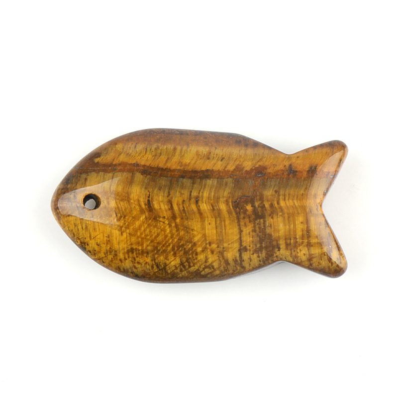 Natural Stone Fish Shape Pendant, DIY Fish-shaped Necklace, Creative Carved Stone Fish Pendant