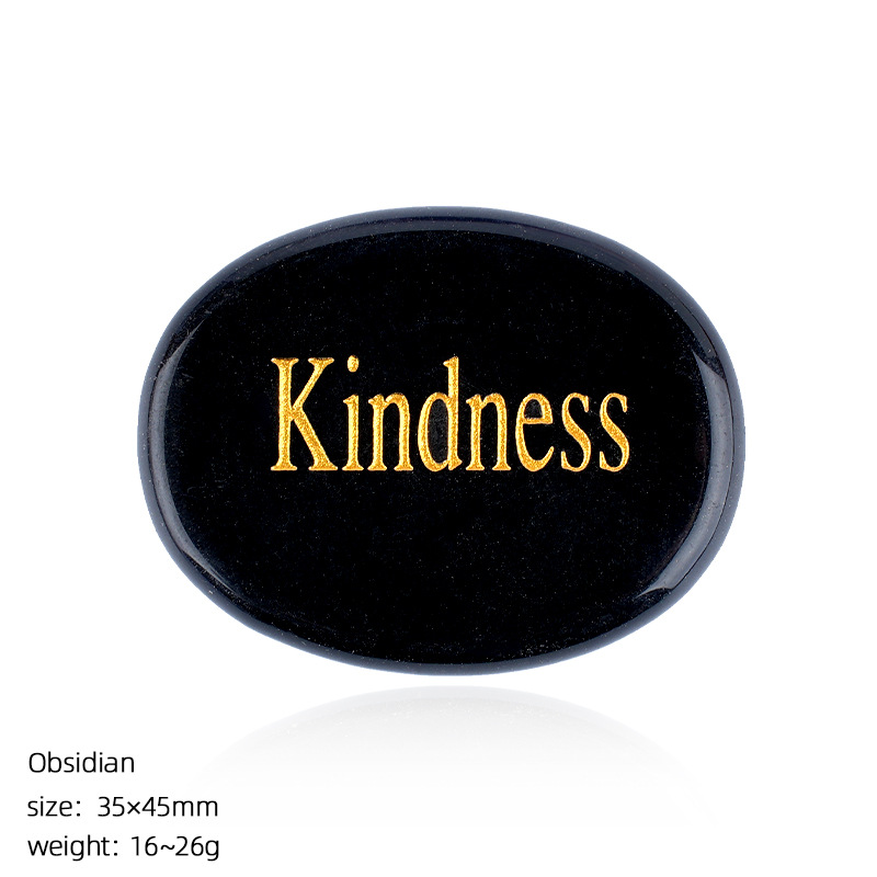 Natural Crystal Engraved Palm Stone, Oval Affirmation Worry Stone Massage Stone for Relaxation, Motivation, Gift, Desk Decor and Wholesale