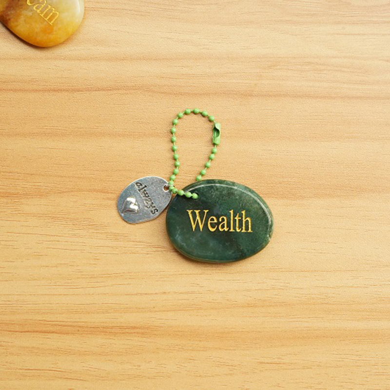 Crystal Engraved Inspiration Stone with Word Charm, Natural Gemstone Pocket Token for Encouragement & Meaning Wholesale
