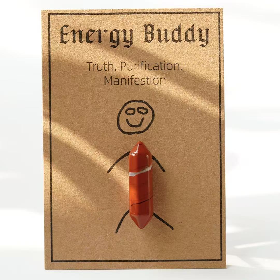 Natural Crystal Double Terminated Point with Message Card, Hand-Polished Healing Stone Gift for Mindfulness, Display & Resale