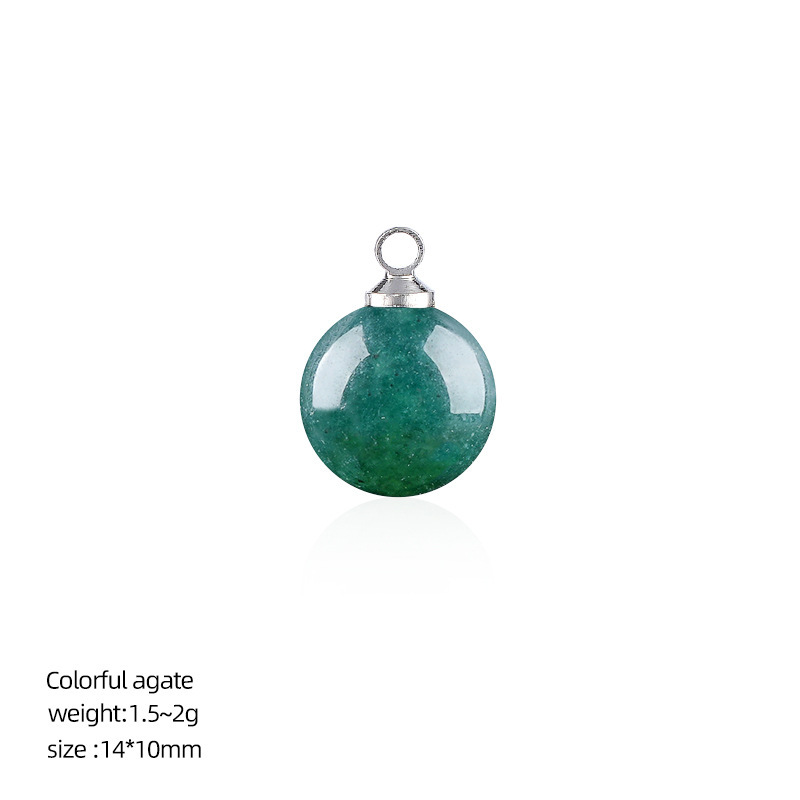 Natural Stone Round Ball Pendant Charm, 10mm Sphere Pendant for DIY Necklace Bracelet Earrings Craft Accessories