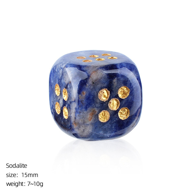 Natural Gemstone Dice Rounded Edge 15mm Crystal Dice for Board Games and Collection