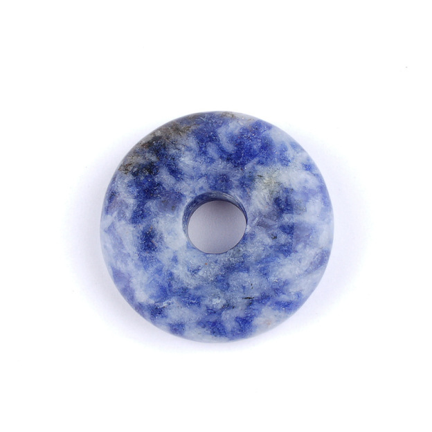 Natural Gemstone Donut Pendant Large Hole Round Peace Buckle Crystal Necklace DIY Charm26022107