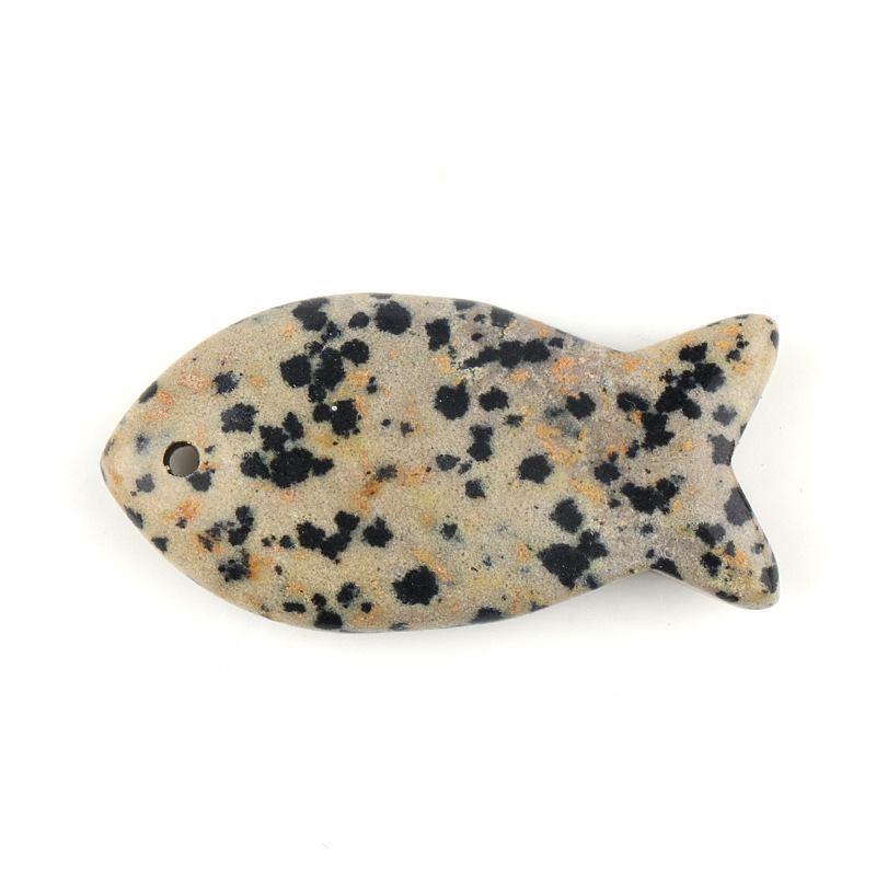 Natural Stone Fish Shape Pendant, DIY Fish-shaped Necklace, Creative Carved Stone Fish Pendant