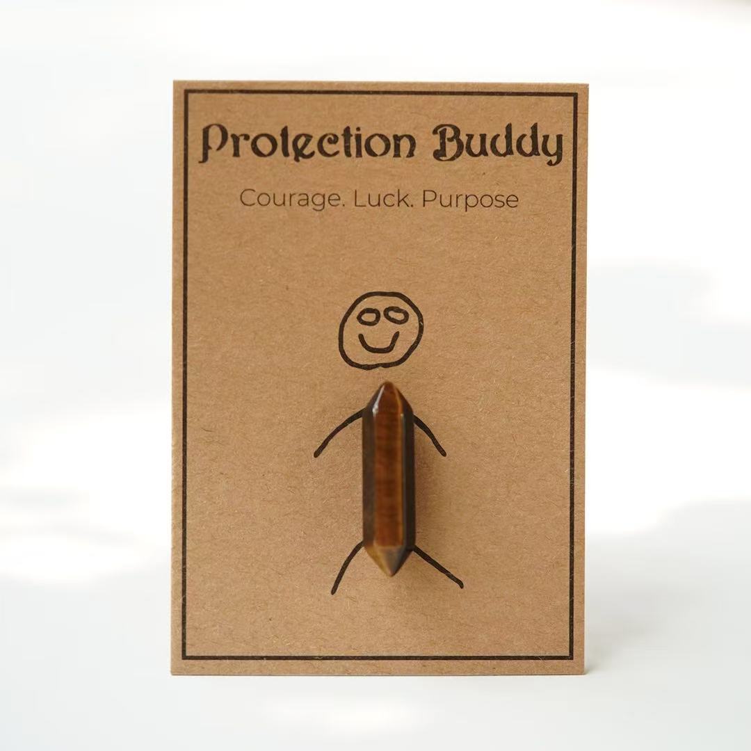 Natural Crystal Double Terminated Point with Message Card, Hand-Polished Healing Stone Gift for Mindfulness, Display & Resale