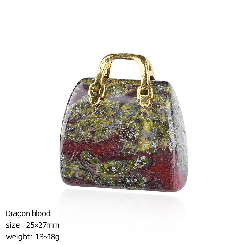Natural Stone Mini Handbag Pendant, Agate Crystal Bag Charm for Necklace, DIY Decoration or Display Piece