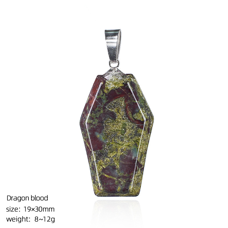 Natural Coffin-Shaped Crystal Pendant Necklace, Faceted Gemstone Coffin Charm, Gothic Style Stone Jewelry for Daily Wear or Seasonal Styling