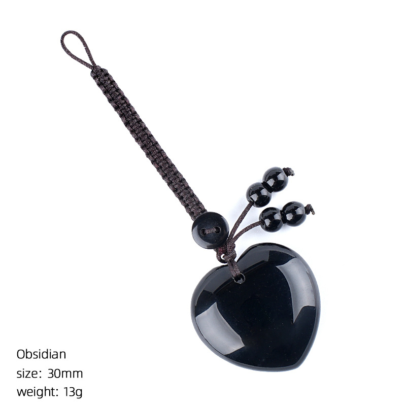 Natural Stone Heart Keychain Pendant, Handwoven Crystal Heart Bag Charm for Keys, DIY Jewelry, Gift Decoration or Wholesale Supply