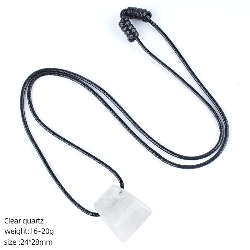 Natural Stone Axe Shape Pendant Necklace Adjustable Rope Hand Carved Vintage Style Large Hole Pendant Necklace