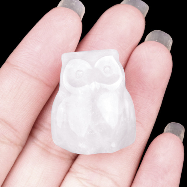 Natural Stone Owl Mini Figurine Hand Carved Animal Desk Decor Small Owl Statue Home Display Collectible Ornament Gift
