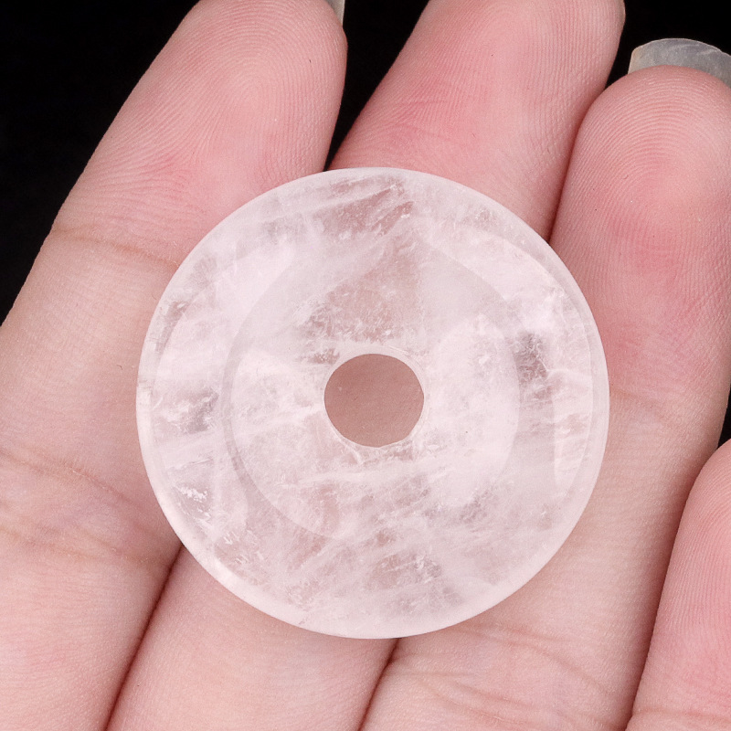 Natural Stone Donut Circle Pendant DIY Necklace Charm Round Large Hole Amulet Style Smooth Polished Minimalist Fashion Accessory