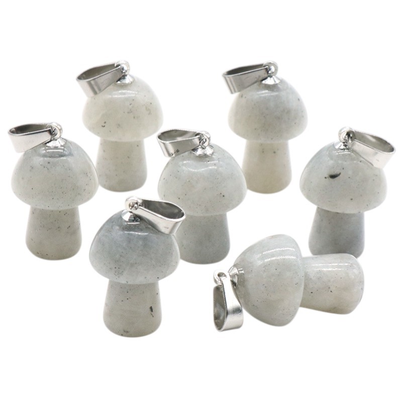 Natural Crystal Mushroom Pendant, Small Stone Mushroom Charm for DIY Necklace, Keychain, Jewelry Making and Cute Everyday Accessories