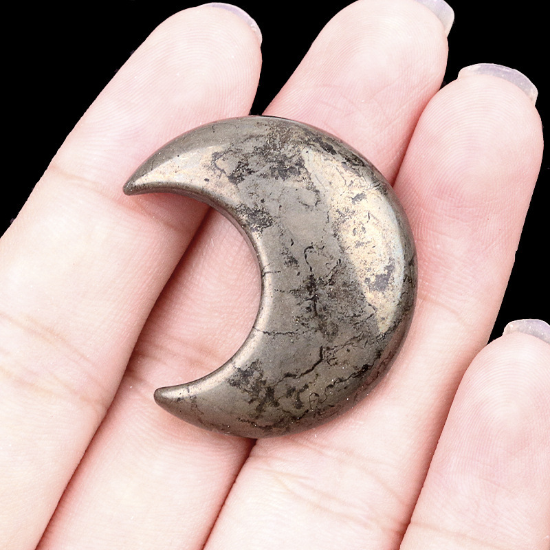 Natural Crystal Moon Charm, Crescent Stone Carving No Hole Pendant for DIY Jewelry Making, Decorative Crafts and Handmade Accessory Projects