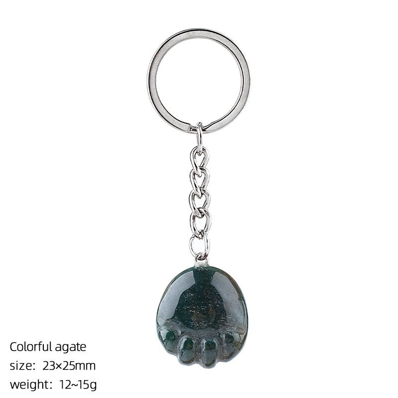 Natural Crystal Paw Keychain, Cute Stone Cat Paw Charm for Bag Decoration, Key Ring Accessory, DIY Pendant and Everyday Gift
