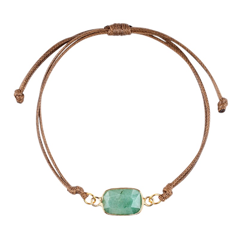 Natural Crystal Faceted Rectangle Bracelet, Adjustable Handwoven Cord for Daily Wear, DIY Jewelry, Personalized Gift