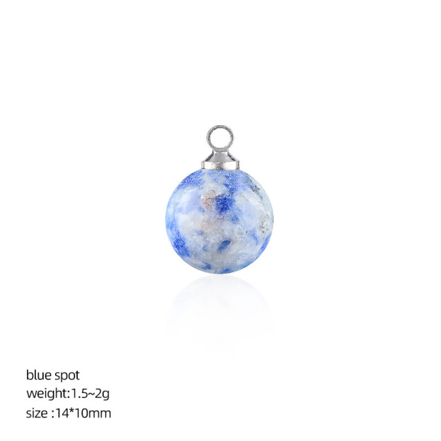 Natural Stone Round Ball Pendant Charm, 10mm Sphere Pendant for DIY Necklace Bracelet Earrings Craft Accessories