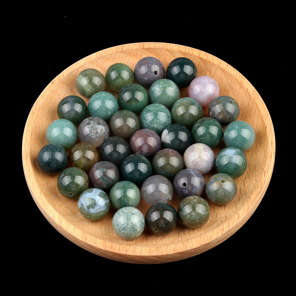 Natural Stone Half Drilled Round Beads, 12mm Crystal Agate Semi Hole Loose Beads for DIY Earrings Stud Jewelry Making and Inlay Accessories